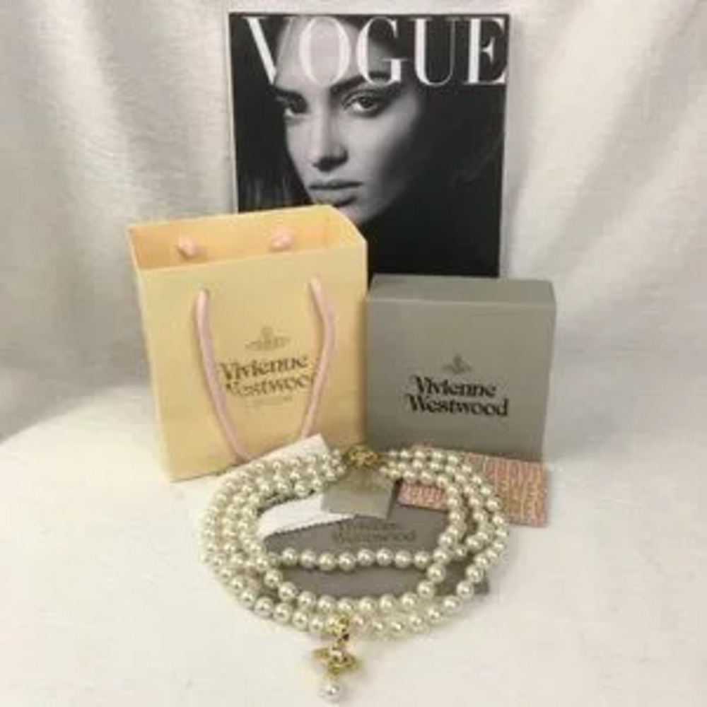 Vivienne Westwood Drop Pearl Necklace in Gold